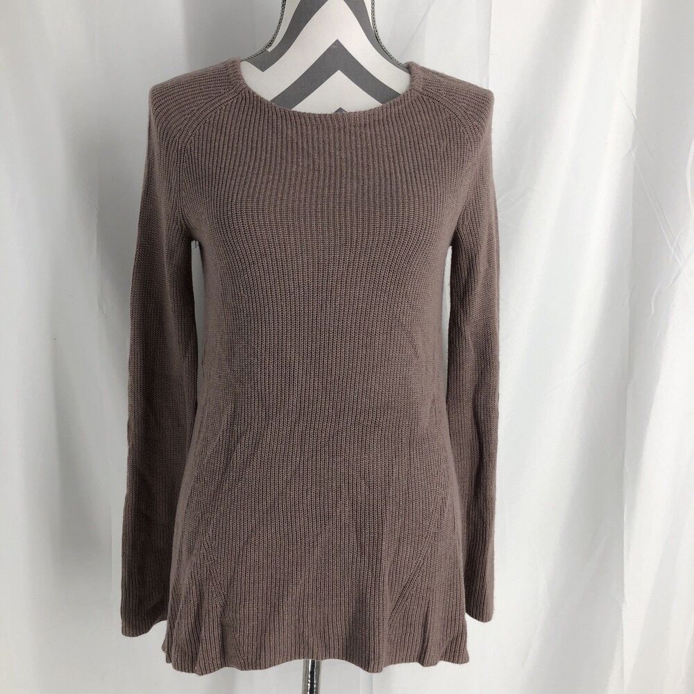 Trouve Open Back Bell Sleeve Ribbed Sweater Mauve  Size XS